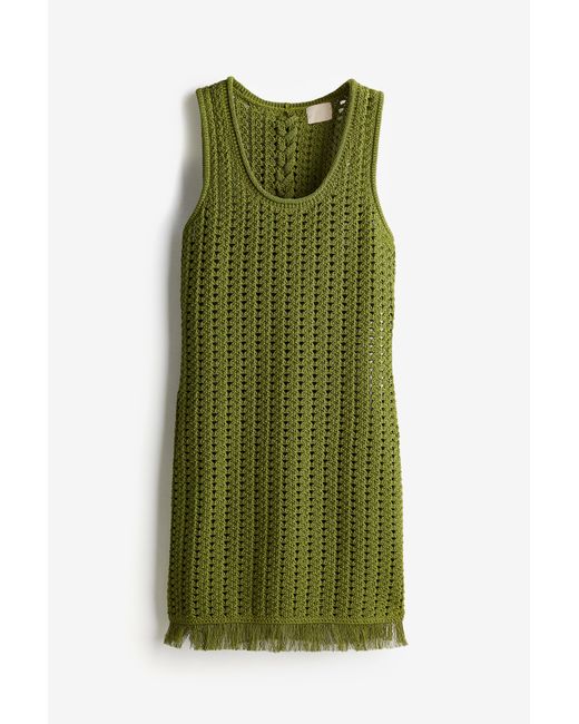 H&M Green Kleid im Häkellook
