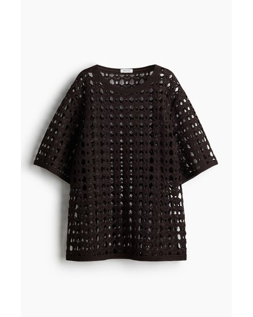 H&M T-shirt Met Gehaakte Look in het Black