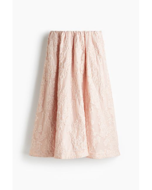 H&M Pink Langer Jupe aus Jacquardstoff