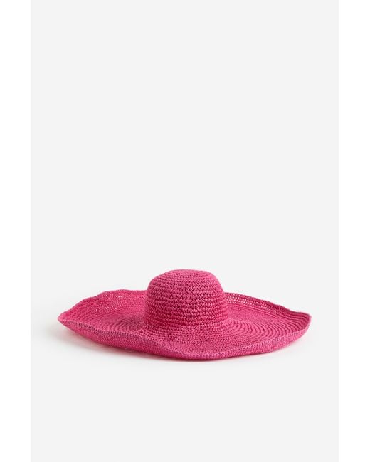 H&M Pink Strohhut mit breiter Krempe