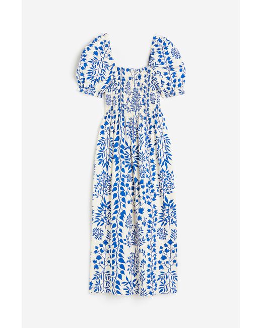 H&M Gesmoktes Jerseykleid in Blau | Lyst AT