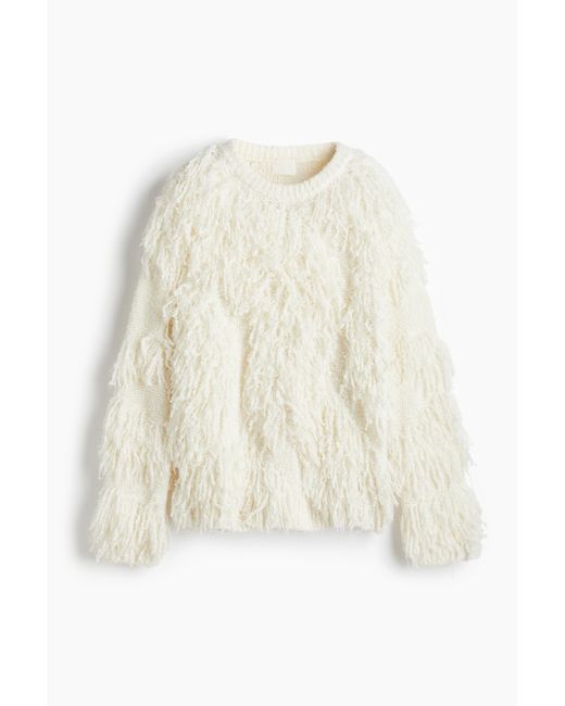 H&M White Pullover mit Fransen