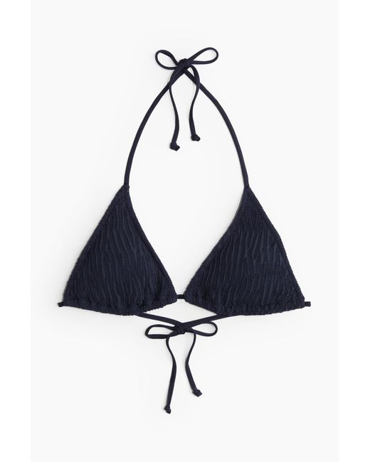 H&M Blue Wattiertes Triangel-Bikinitop