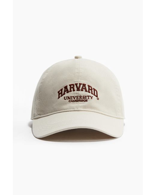H&M White Baumwollcap mit Motiv
