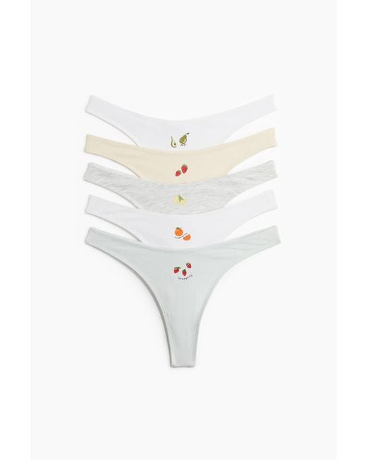 Lot de 5 culottes Thong en coton H&M en coloris White