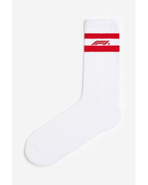 H&M Socken mit Motiv in White für Herren
