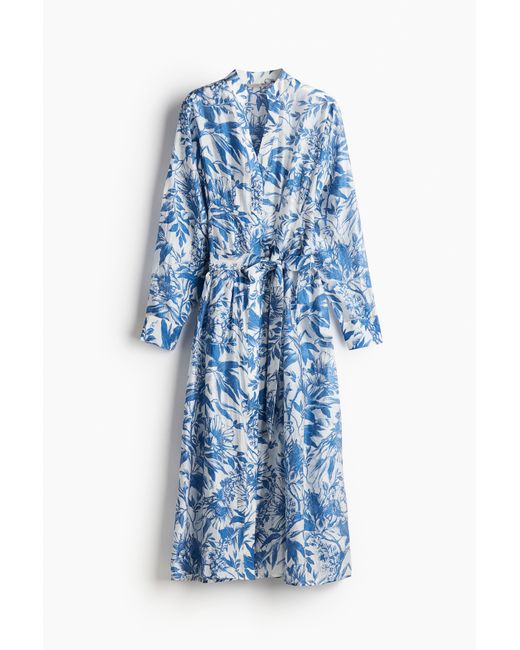 H&M Blue Blusenkleid mit Bindegürtel