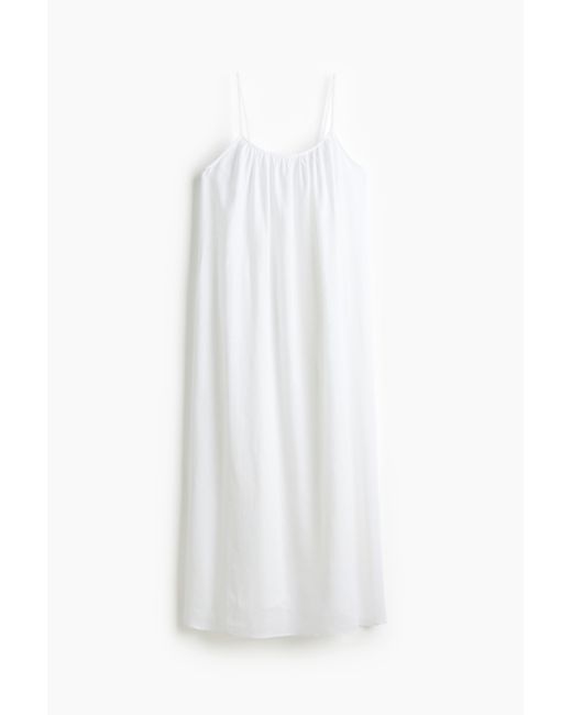 H&M White Trägerkleid aus Leinenmix