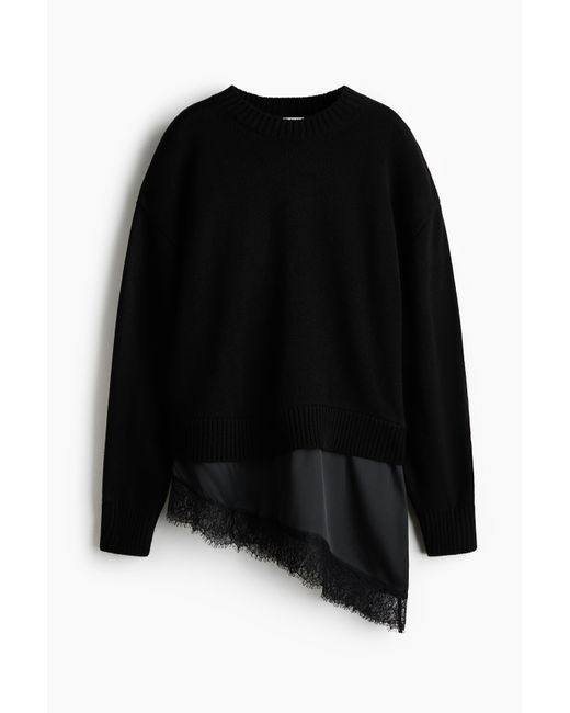 H&M Gedoubleerde Trui in het Black