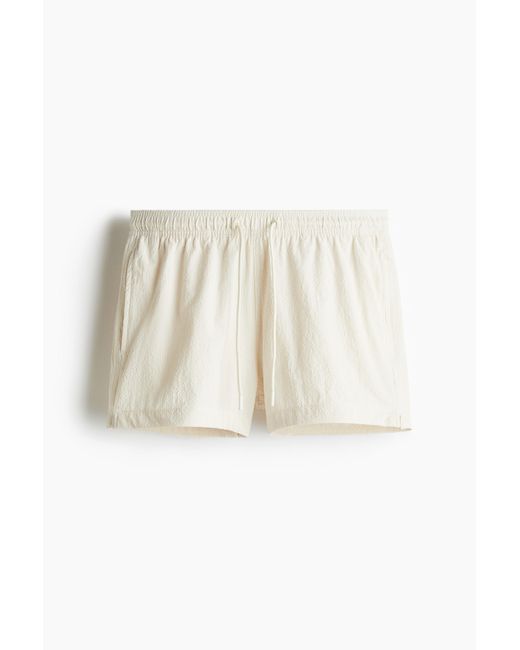 H&M Zwemshort Van Seersucker in het Natural voor heren