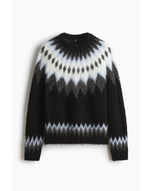 H&M Jacquardpullover in Loose Fit in Black für Herren