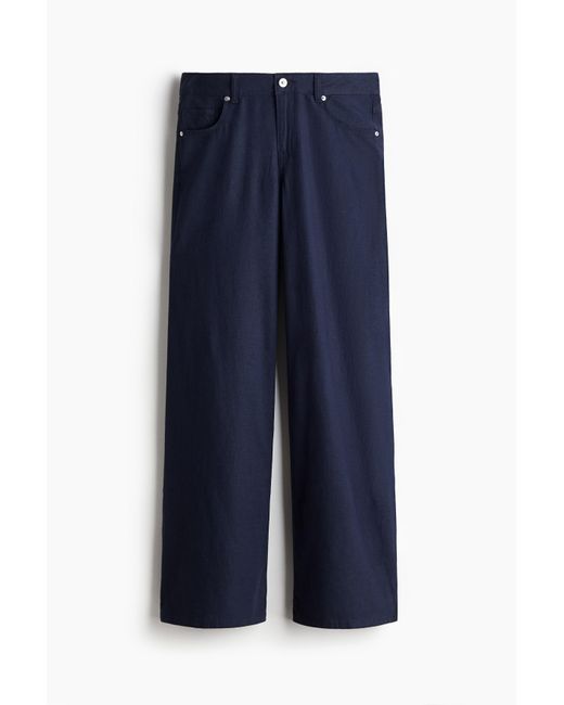 H&M Blue Weite Hose aus Leinenmix