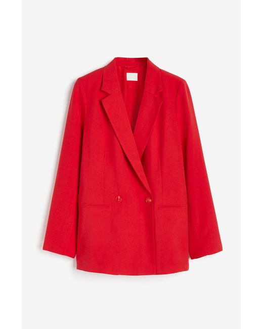 H&M Double-breasted Blazer in het Red