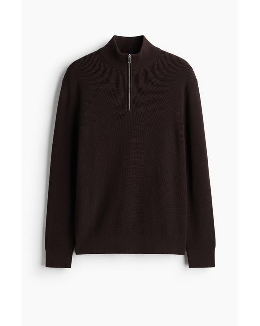 H&M Pullover mit kurzem Zipper in Regular Fit in Black für Herren