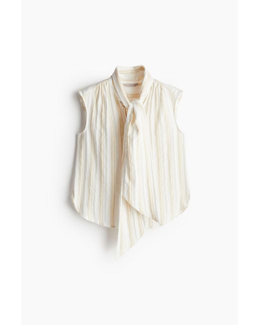 H&M White Bluse mit Bindebändern