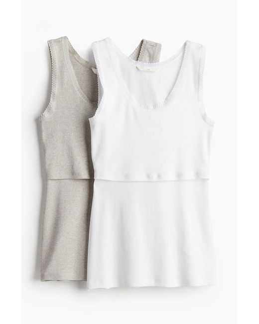 H&M White MAMA 2er-Pack Stilltops