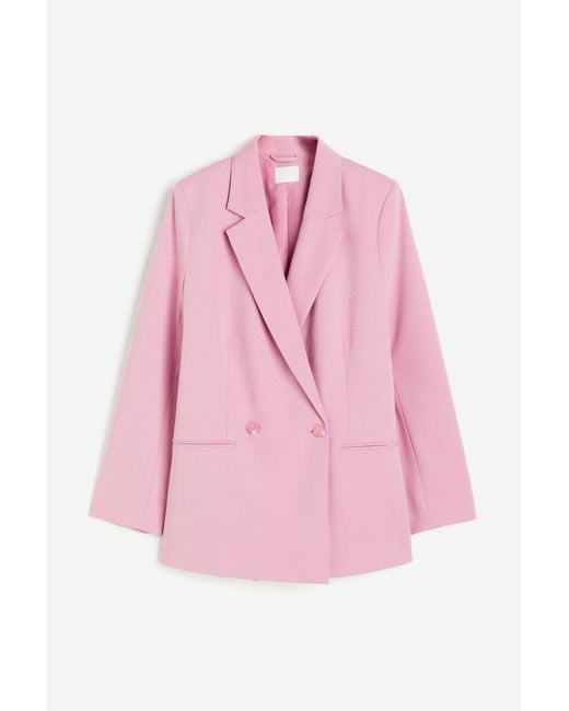 H&M Double-breasted Blazer in het Pink