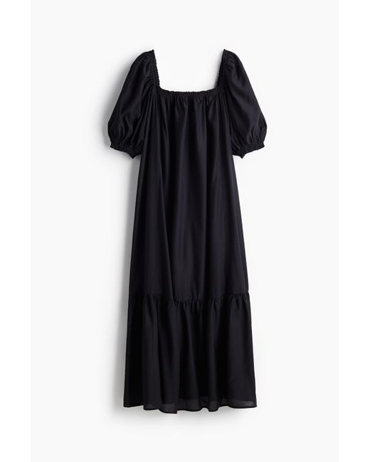H&M Black Maxikleid mit Karree-Ausschnitt