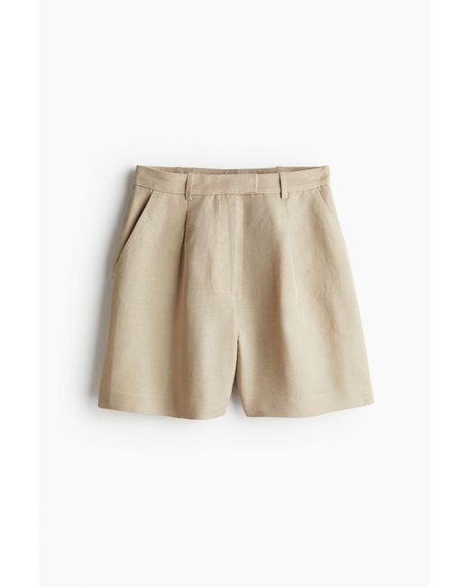 H&M Natural Shorts aus Leinenmix