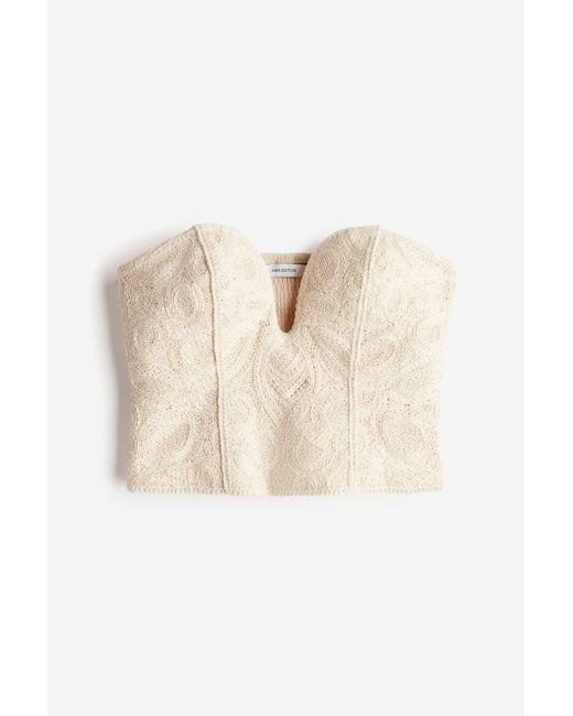 H&M Natural Bustier-Top im Häkellook