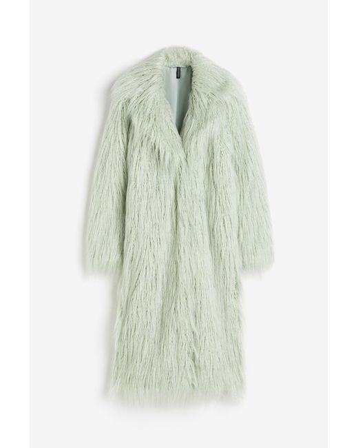 H&M Green Flauschiger Mantel