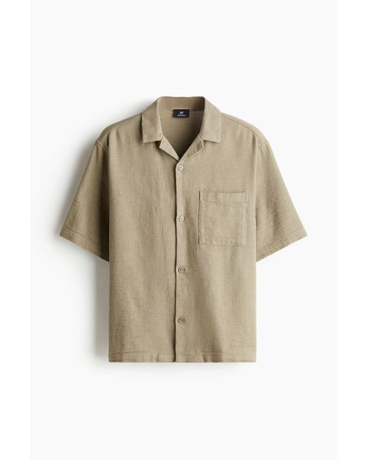 H&M Freizeithemd mit Struktur in Regular Fit in Natural für Herren
