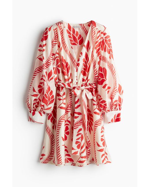 Robe avec ceinture à nouer H&M en coloris Red