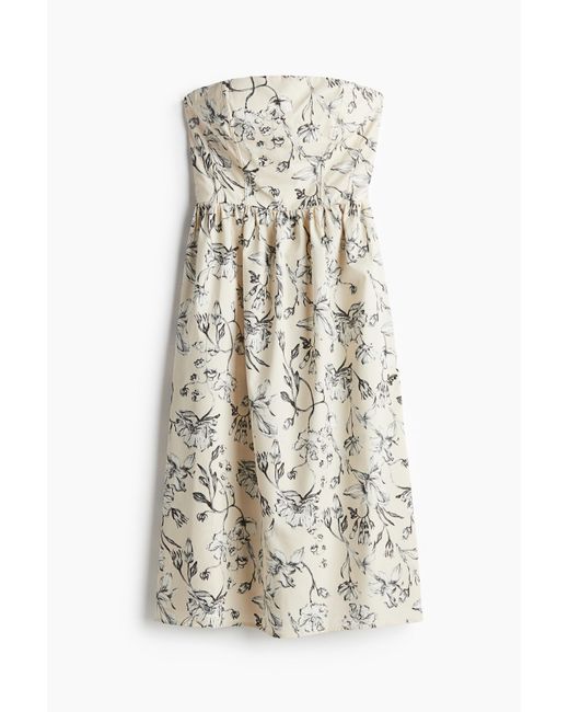 H&M White Bandeau-Kleid aus Baumwolle