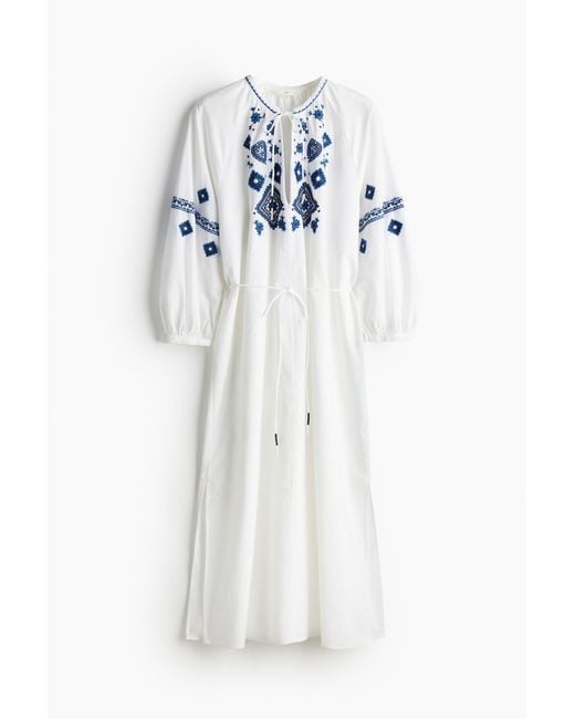 H&M White Besticktes Kleid