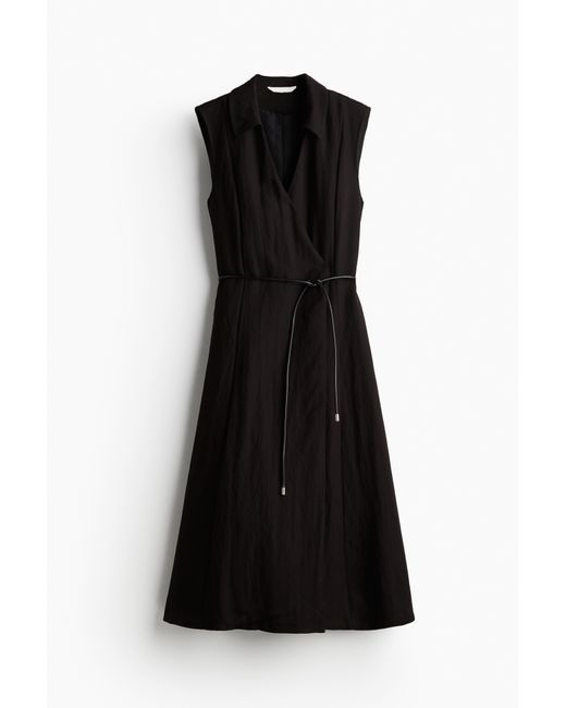 H&M Black Wickelkleid mit Bindegürtel