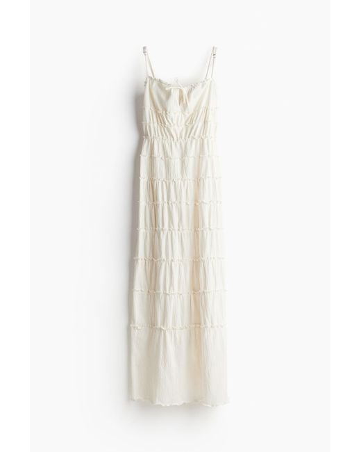 H&M White Bodycon-Kleid mit Volantbesatz