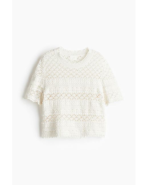 H&M White Shirt im Häkellook