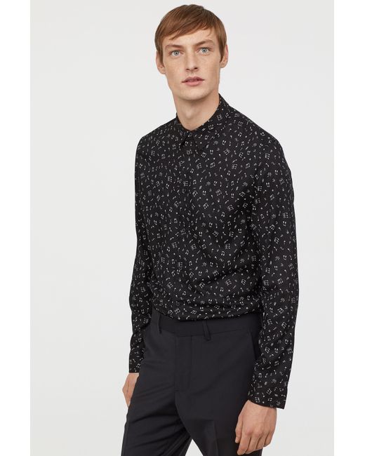 H\u0026M Synthetic Slim Fit Viscose Shirt in 