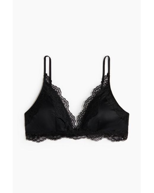 H&M Black Wattierter Soft-BH aus Mikrofaser und Spitze
