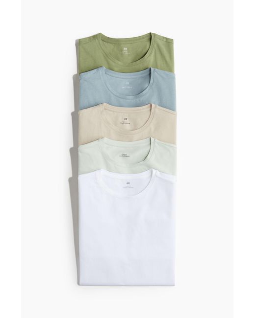 H&M 5er-Pack T-Shirts in Slim Fit in Green für Herren