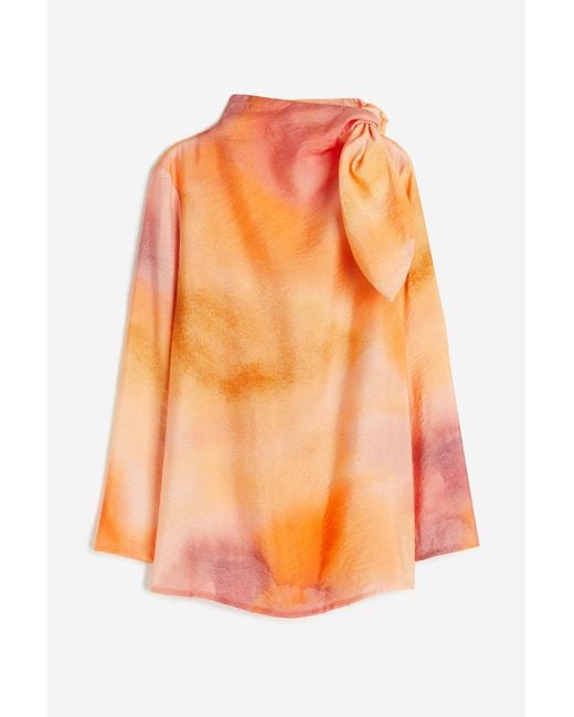 H&M Orange Bluse mit Schalkragen