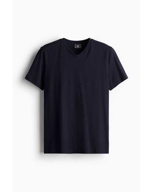H&M T-Shirt mit V-Ausschnitt Muscle Fit in Blue für Herren