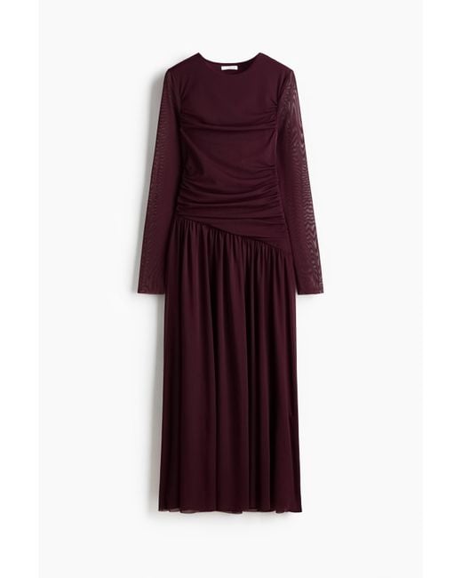 H&M Purple Drapiertes Meshkleid