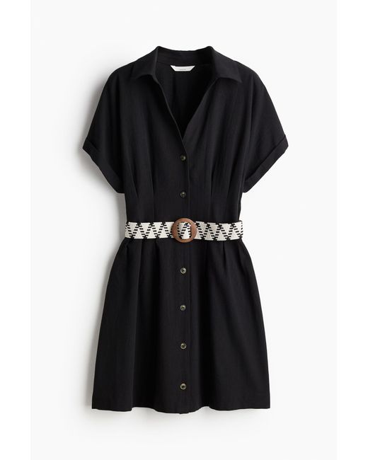 H&M Black Blusenkleid mit Gürtel