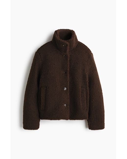 H&M Brown Jacke aus Teddyfleece