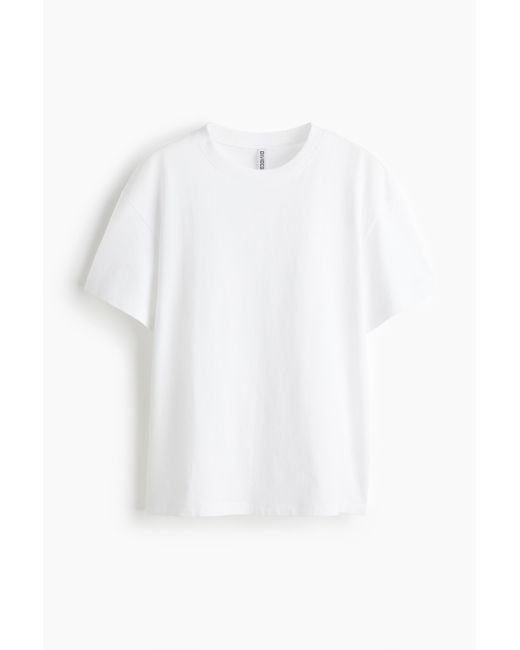 H&M White T-Shirt in Loose Fit