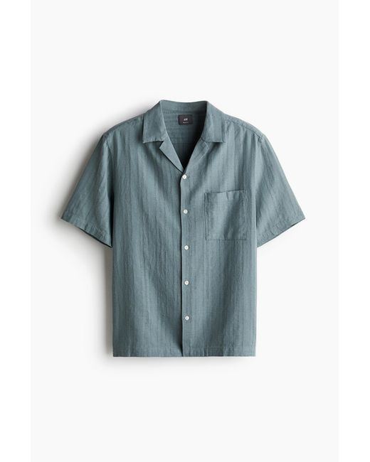 H&M Freizeithemd aus Leinenmix in Regular Fit in Blue für Herren