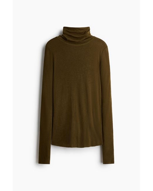 Top Col Roulé En Laine H&M en coloris Green