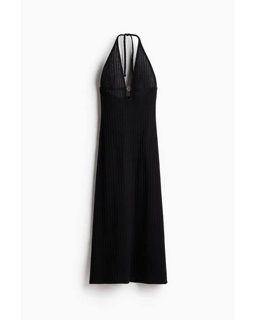 H&M Ajourgebreide Jurk Met Decoraties in het Black