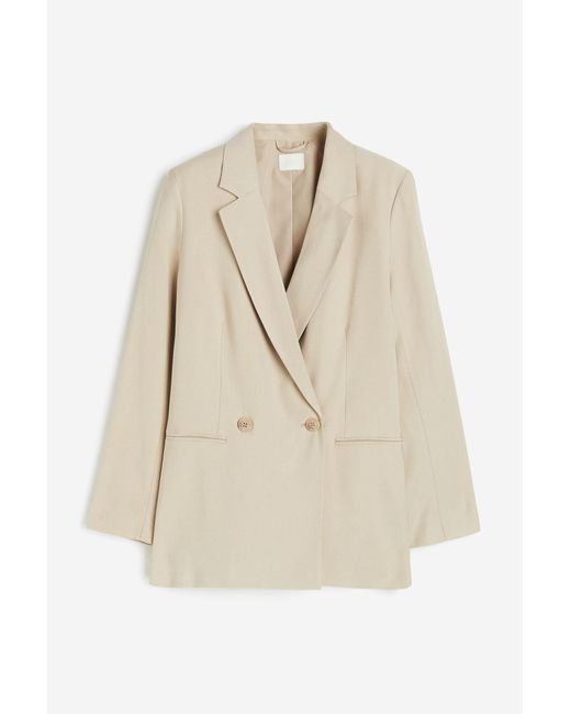 H&M Double-breasted Blazer in het Natural