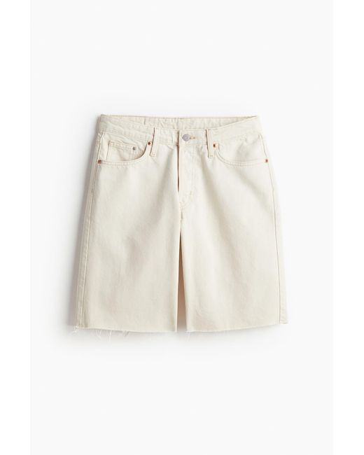 H&M White Baggy Low Denim Shorts