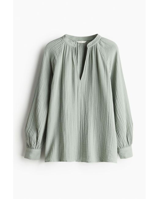 H&M Green Doppelt gewebte Bluse