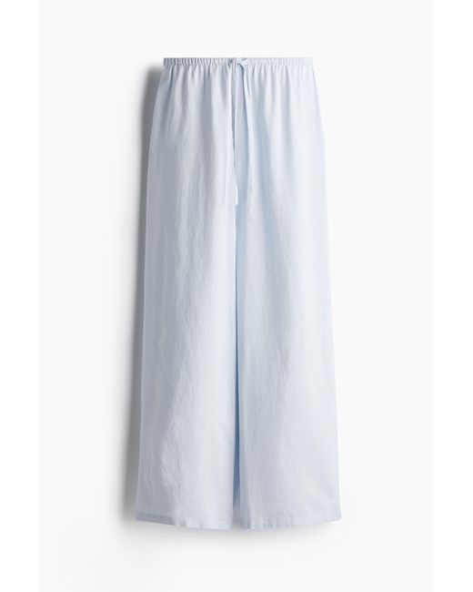 Pantalon En Lin Mélangé Avec Cordon De Serrage H&M en coloris White
