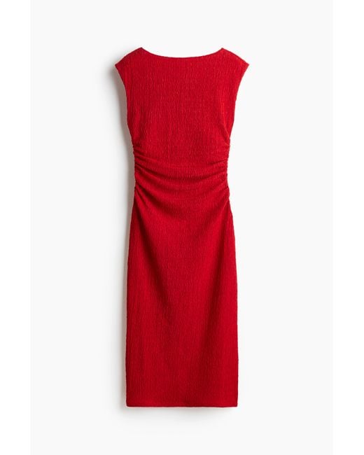 H&M Red Drapiertes Bodycon-Kleid