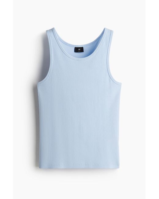 H&M Geripptes Tanktop in Slim Fit in Blue für Herren